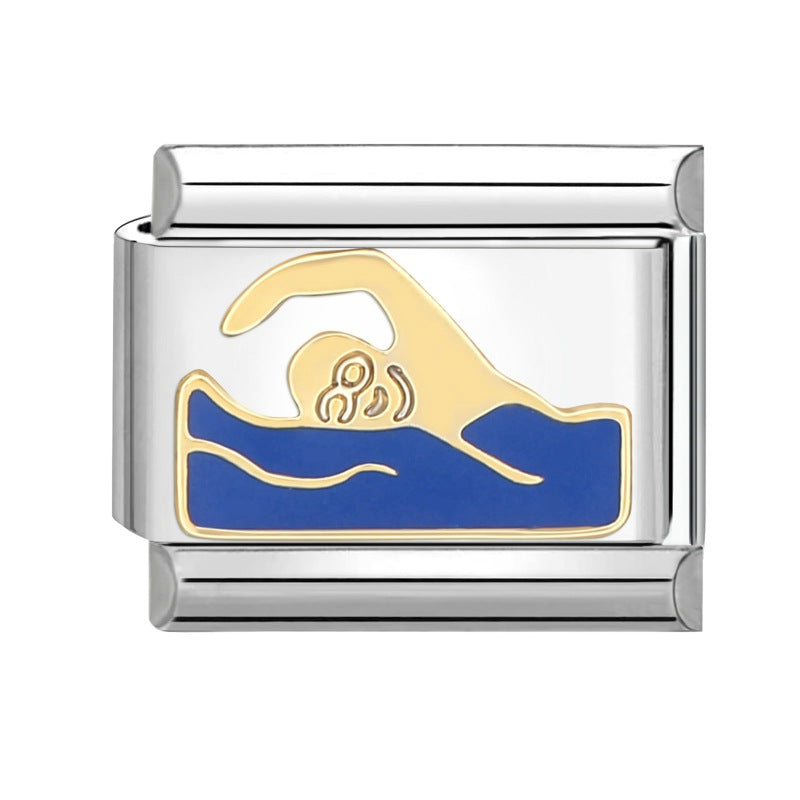 Wholesale Steel Base Blue Series Creative DIY Personalized Handmade Craft Bracelet Charms