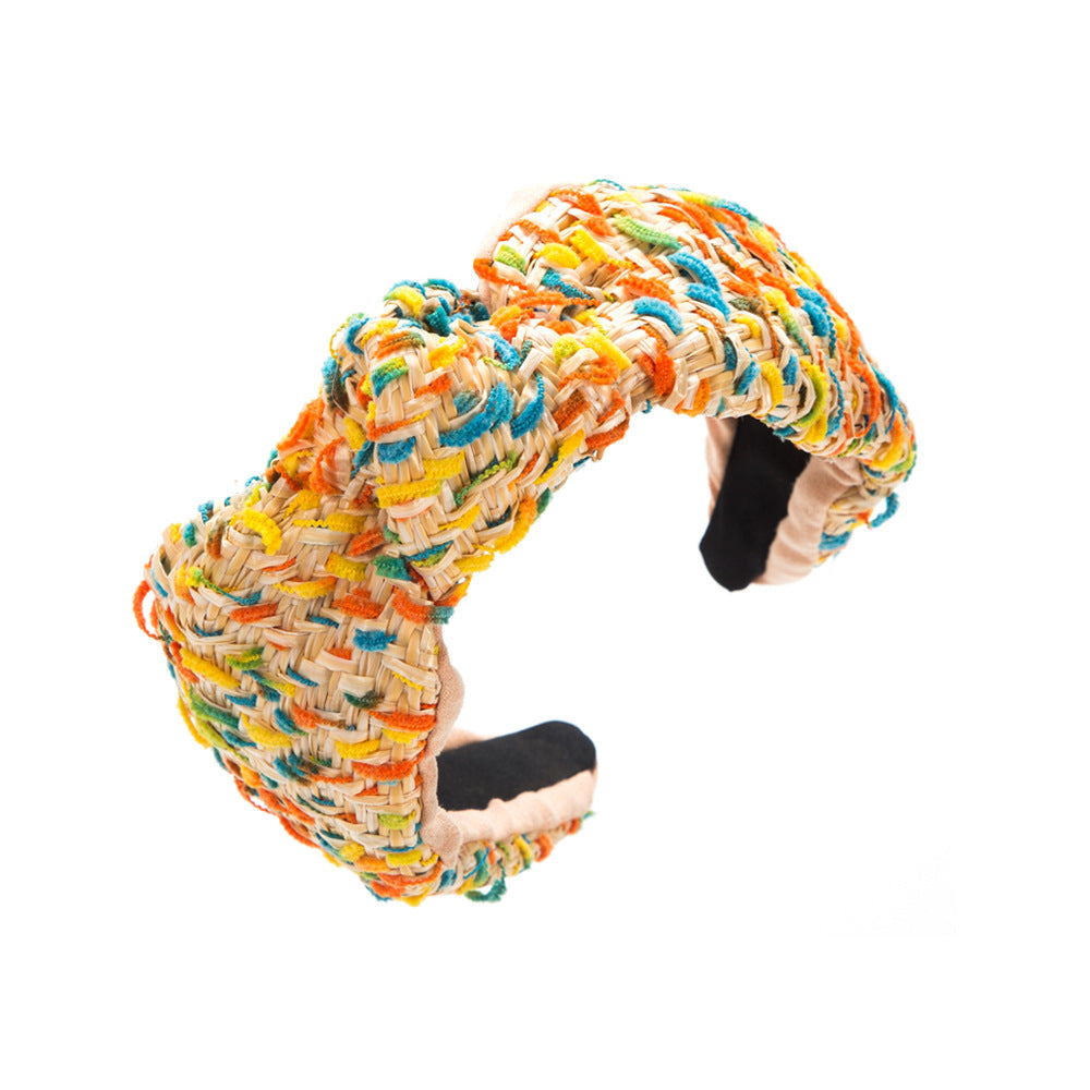 Wholesale Wide Border Braided Flower Fabric Twist Headband