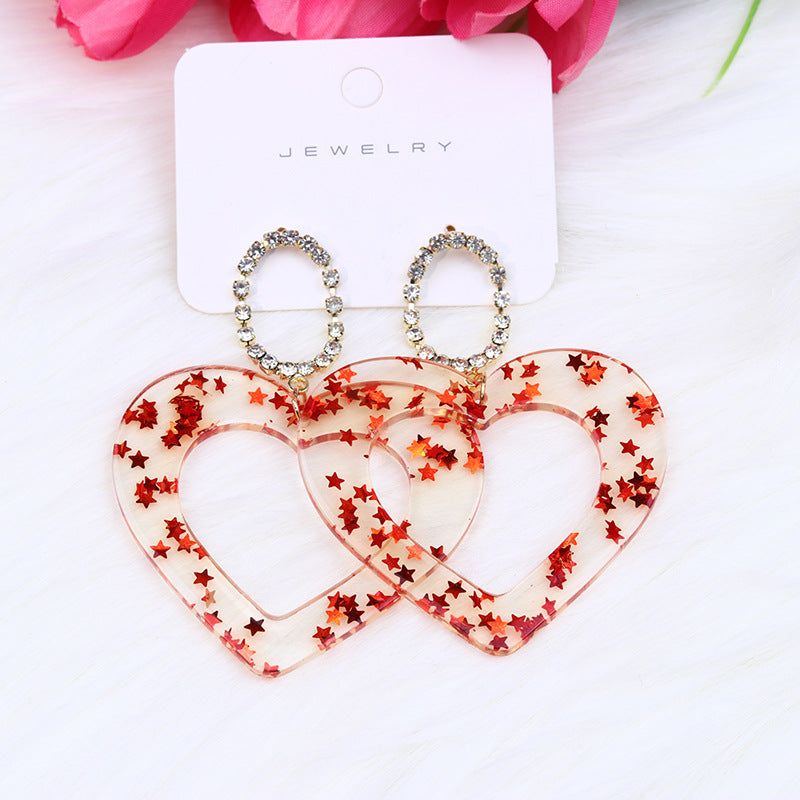 Wholesale Mother's Day Acrylic Transparent Peach Heart Earrings