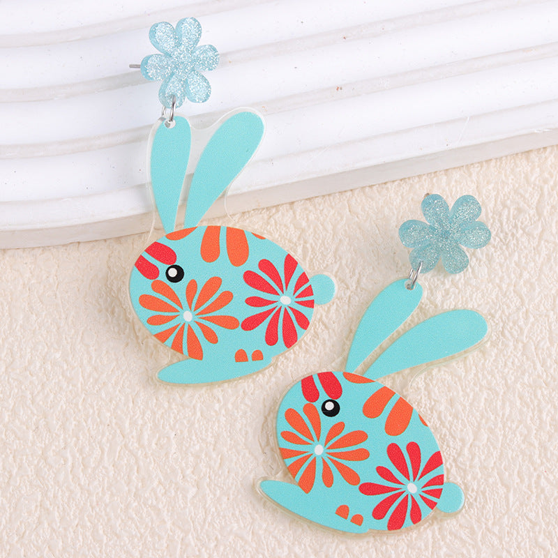 Wholesale Easter Rabbit Radish Chicken Acrylic Printed Earrings