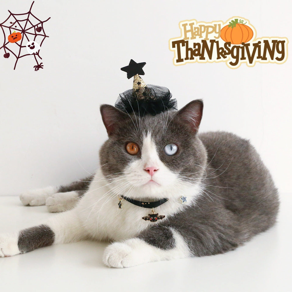 Wholesale Pet Cat Dog Rabbit  Sequins Lace Solid Hat Bat Bow Collar Headwear