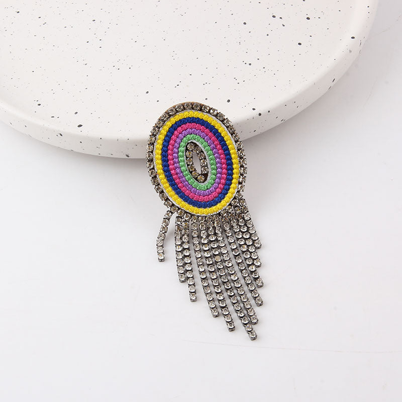 Wholesale Colorful Diamond Letter Tassel Brooch