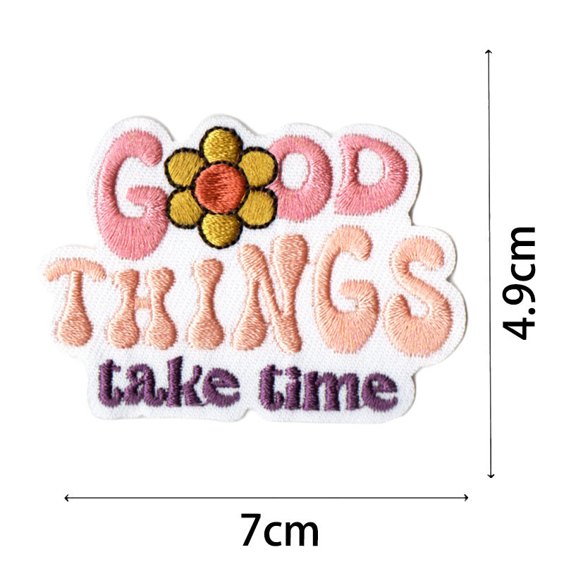 Wholesale Bohemian embroidered fabric patch with positive energy quotes for bags  DIY Patches