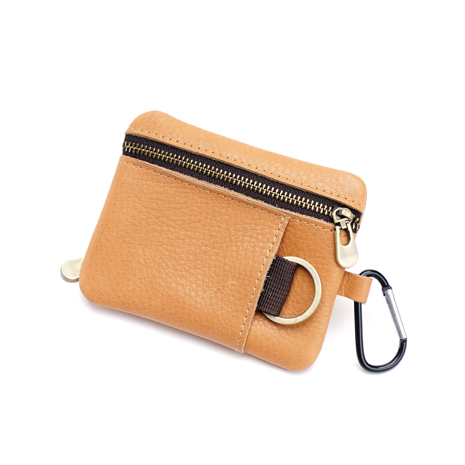 Wholesale Mini Zipper Cowhide Coin Purse Leather Keychain