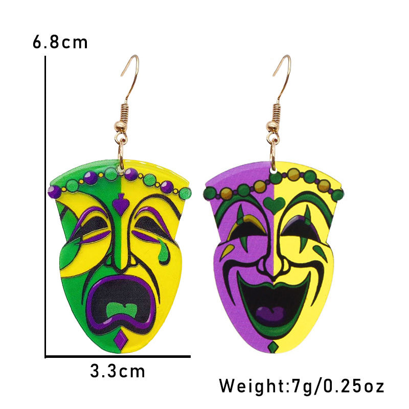 Wholesale Carnival Multi-layered Leaf  Mardi Gras Earrings