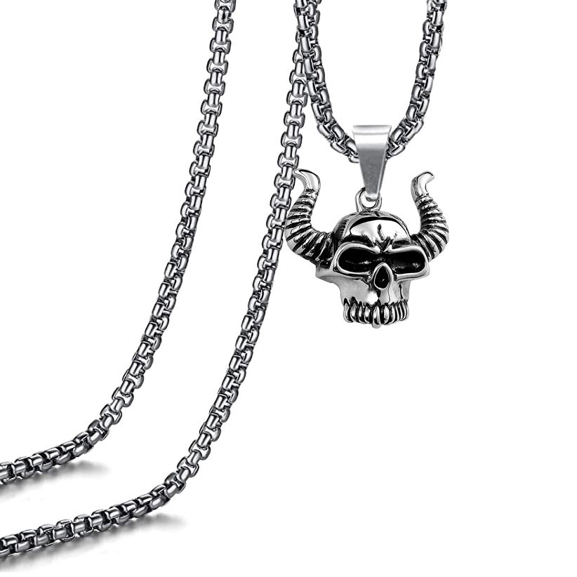 Wholesale Punk Retro Skull Coffin Pendant Necklace Stainless Steel Gothic Fashion Accessory For Gift And Layering