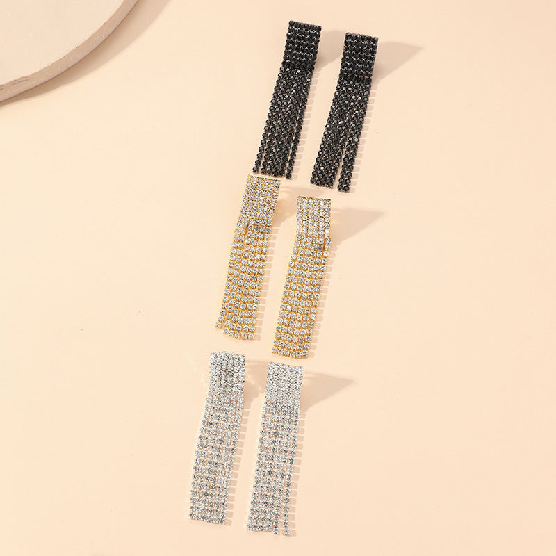 Wholesale Claw Chain Rhinestone Tassel Copper Earrings