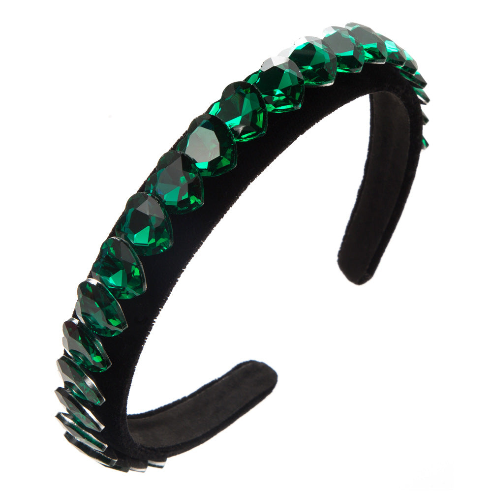 Wholesale Heart-shaped Glass Diamond Valentine's Day Hair Bands