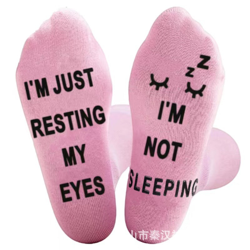 Wholesale of European and American Cotton Medium Cylinder Letter Anti Slip Adhesive Socks