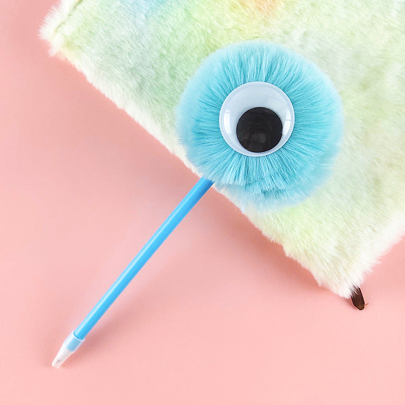 Wholesale Big Eyes Cute Fur Ball Plush Gel Pen
