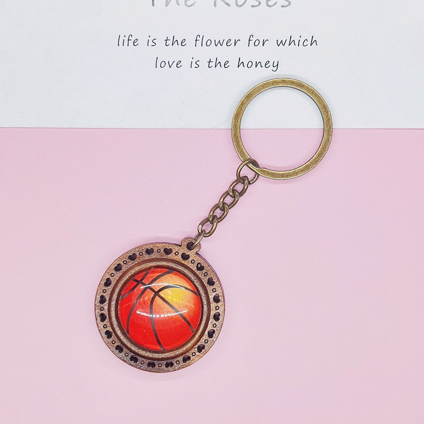 Llavero de béisbol de fútbol de madera al por mayor