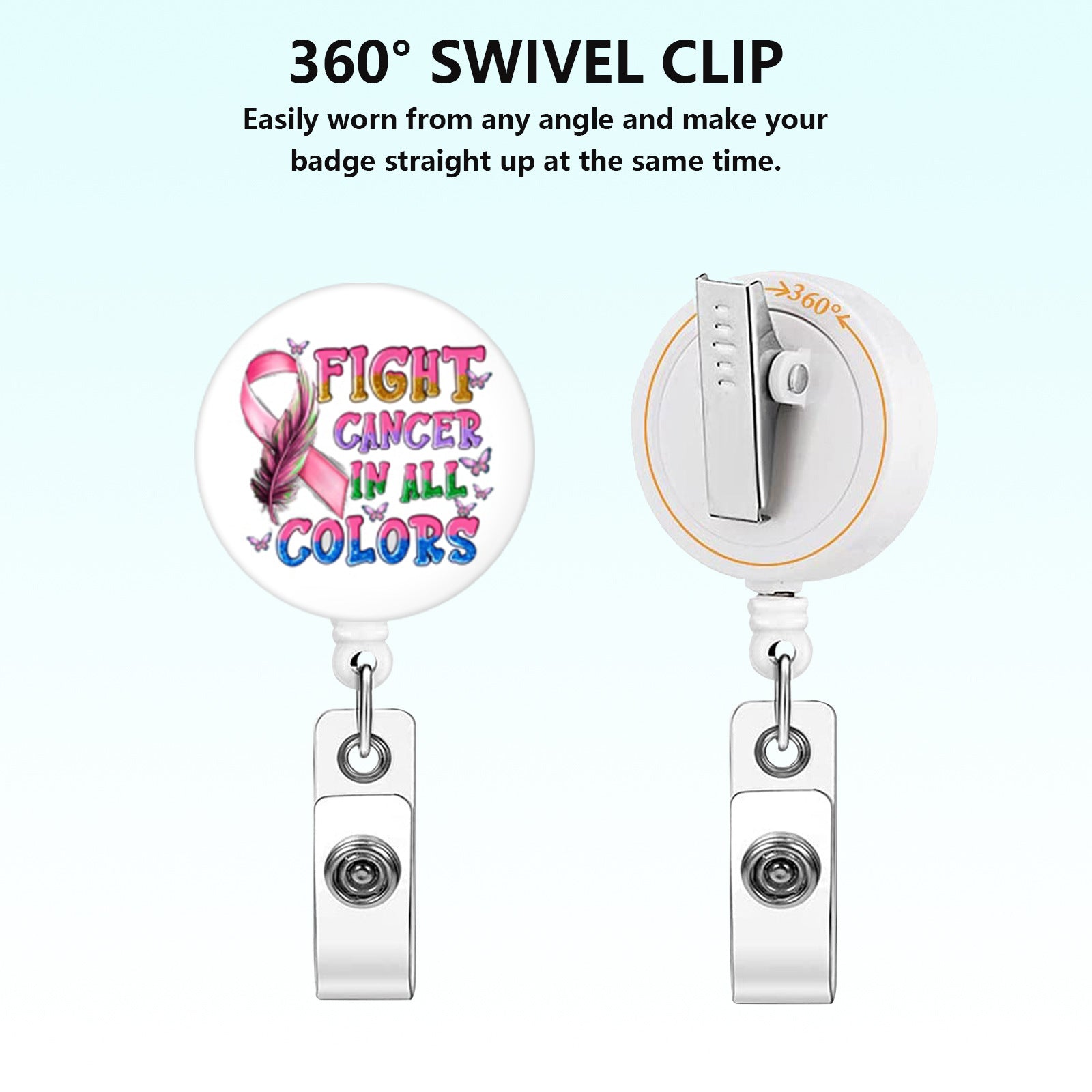 Wholesale Pink Ribbon Rainbow Retractable Keychain