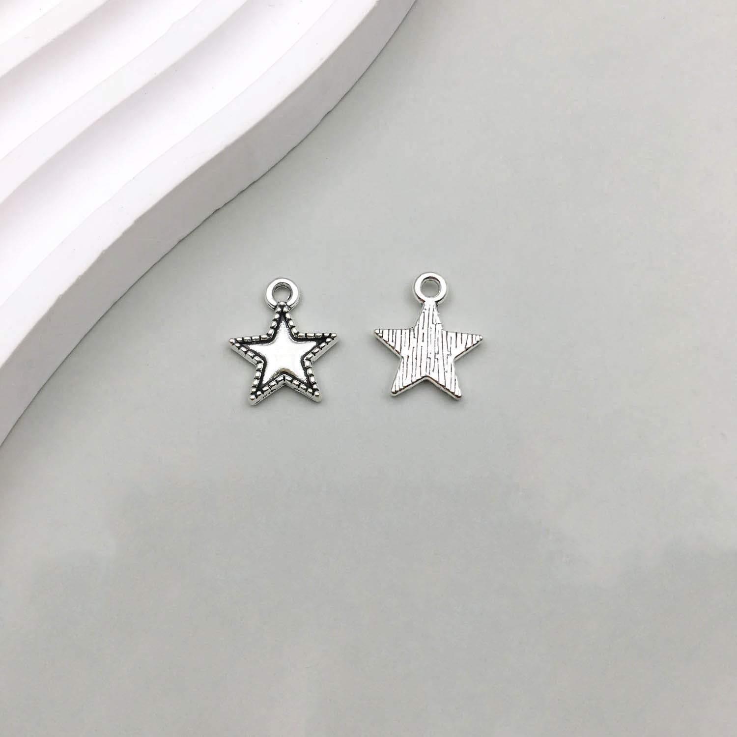 Wholesale 1 Antique Silver Alloy Star Series Simulation Hollow Pentagram DIY Pendant