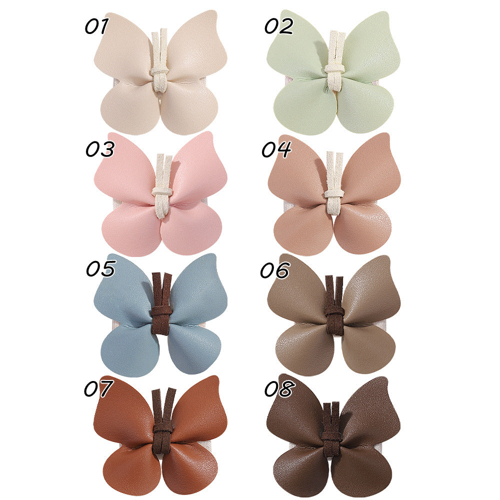 Wholesale One Pair of Children's PU Leather Butterfly Hair Clips