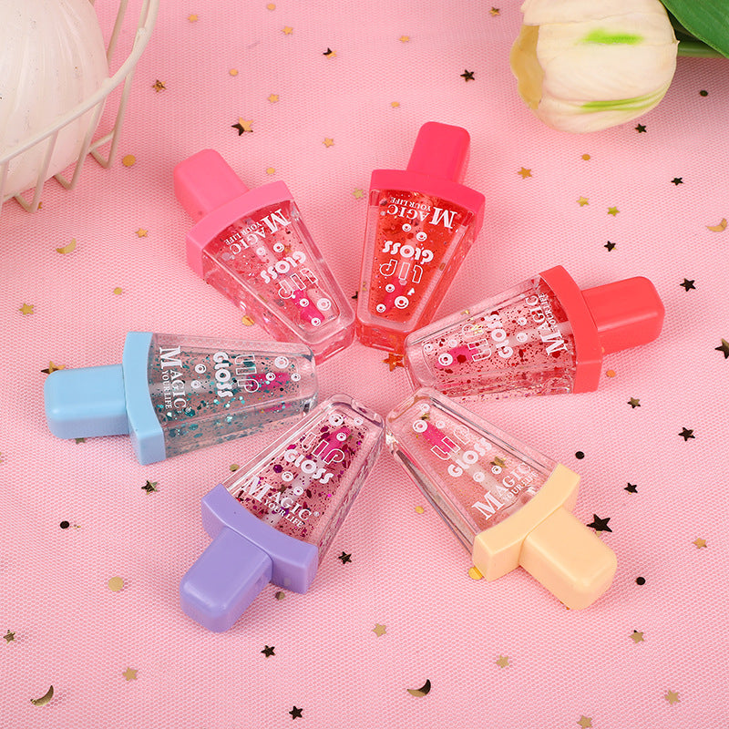 Wholesale 24pcs Ice Cream Sequins Moisturizing Color Changing Liquid Lip Gloss