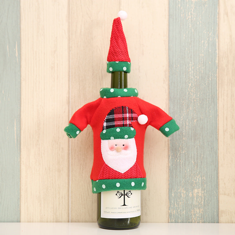 Wholesale Christmas Fabric Embroidery Cartoon Wine Bottle Cover