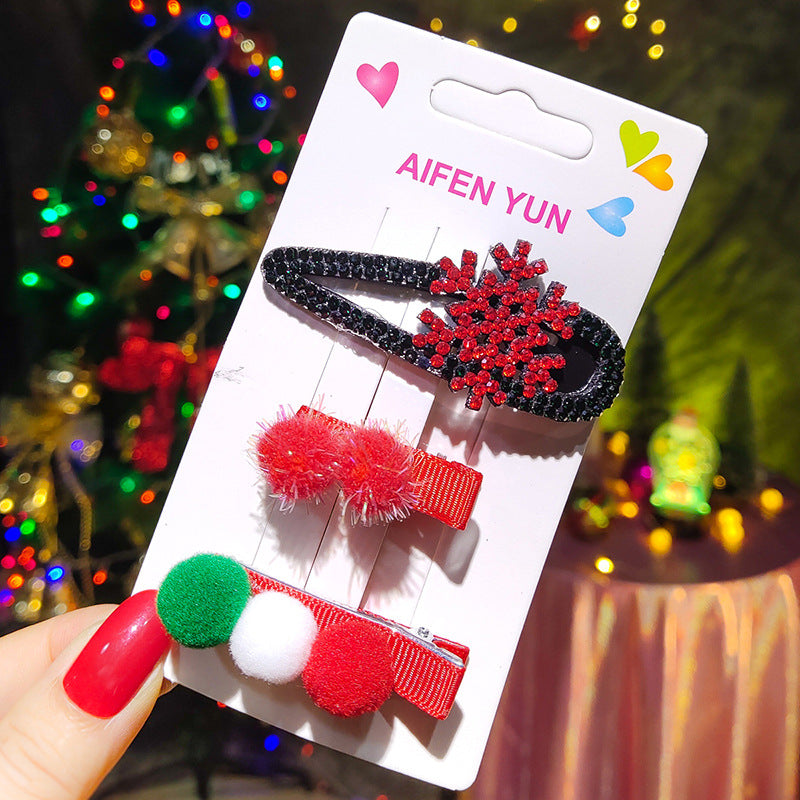 Wholesale Christmas Tree Snowman Fabric Hairpins
