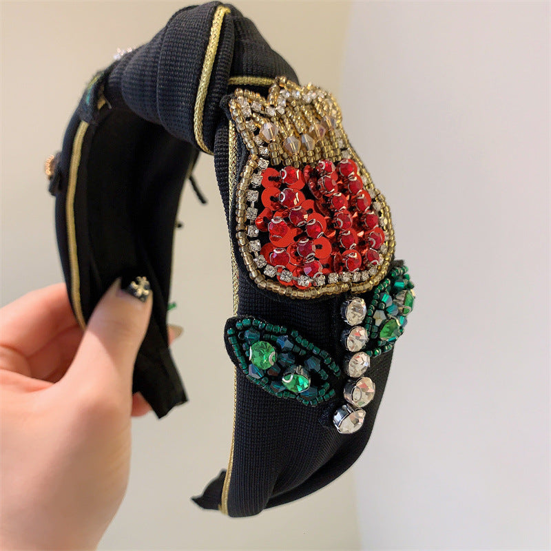 Wholesale Bird Beaded Vintage Wide Edge Hair Hoops