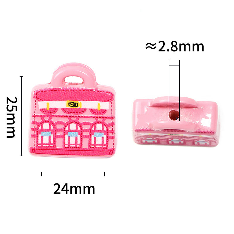 Wholesale 20pcs Acrylic Retro Small House Print Handbag Handmade Diy Beads