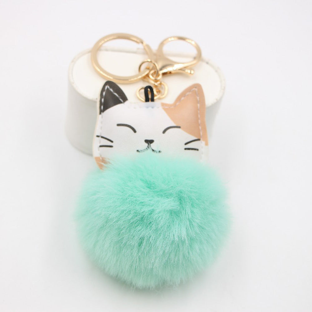 Wholesale Lucky Cat Kitten Pom Pom Keychain Taro Purple Plush Pendant For Bags Wallets Car Keys Gift Shop Boutique Resale