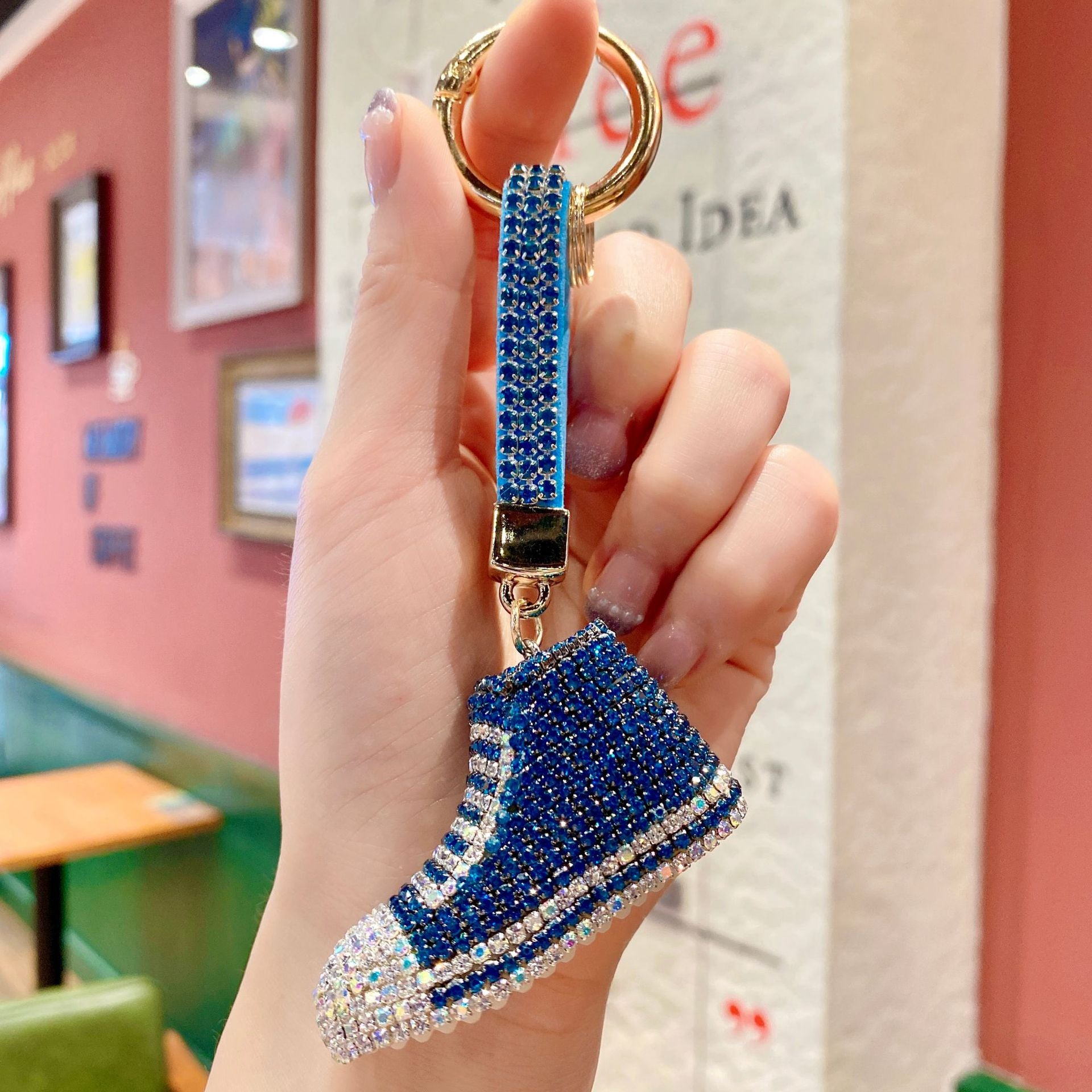 Wholesale Metal Diamond-encrusted Canvas Shoes Keychain