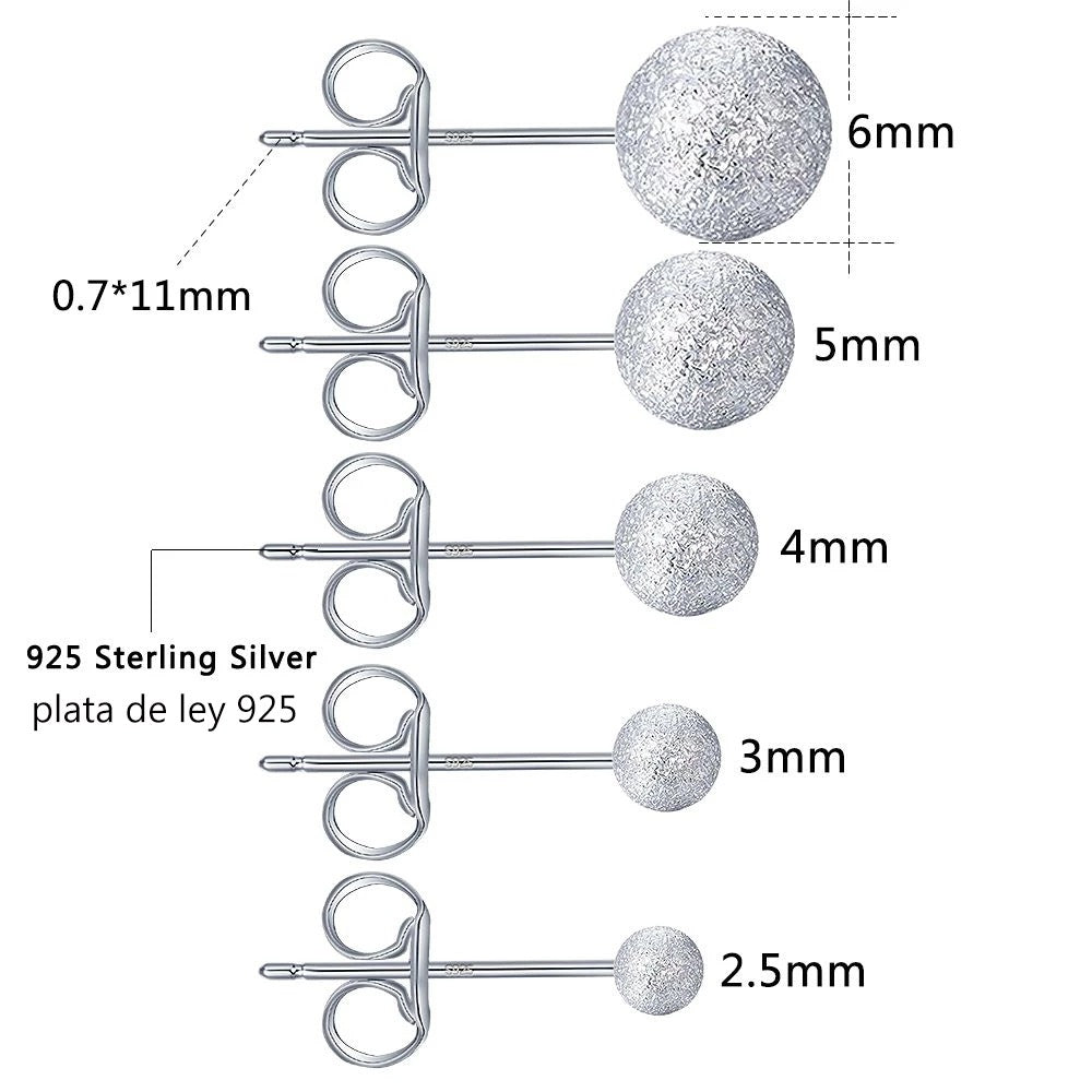 Wholesale s925 Frosted Small Silver Bean Round Ball Mini Earrings