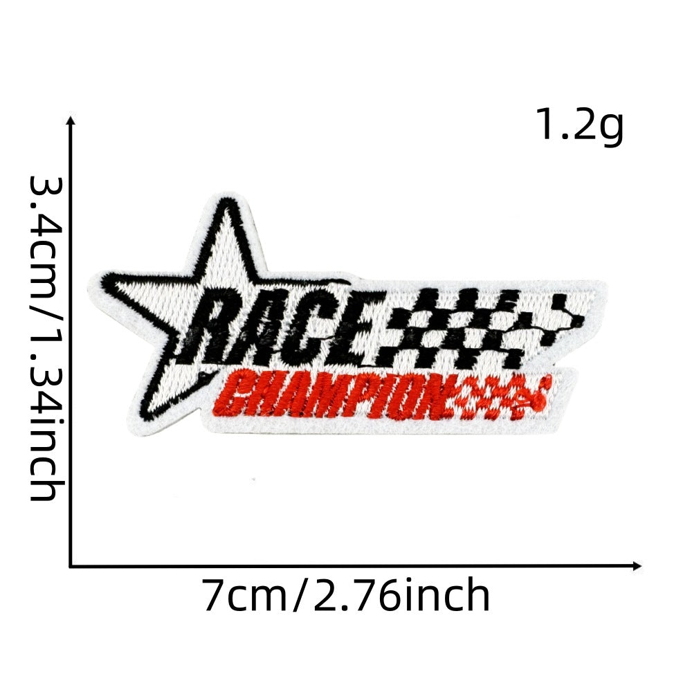 Wholesale Black and White Racing Flag Series Embroidery DIY Patches