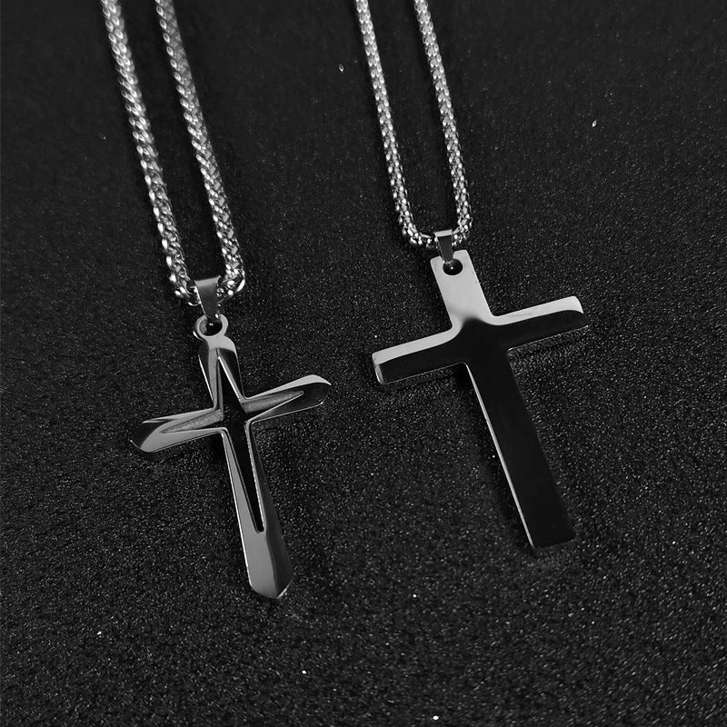 Wholesale titanium steel cross stainless steel sweater necklace women's non-fading accessories