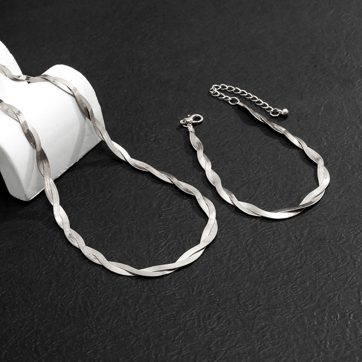 Wholesale Men's Woven Snake Bone Bracelet Necklace