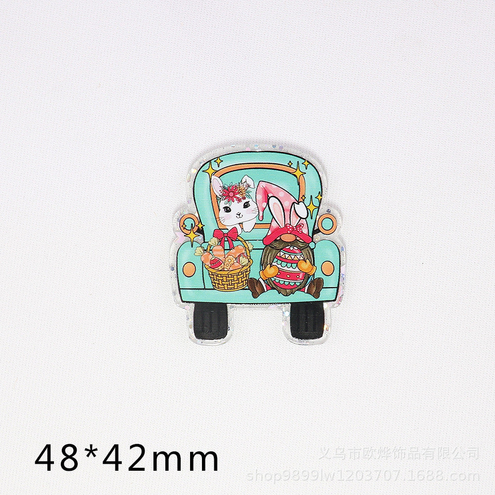 Wholesale 10pcs Easter Cartoon Rabbit Acrylic Cute DIY Patch Accessories