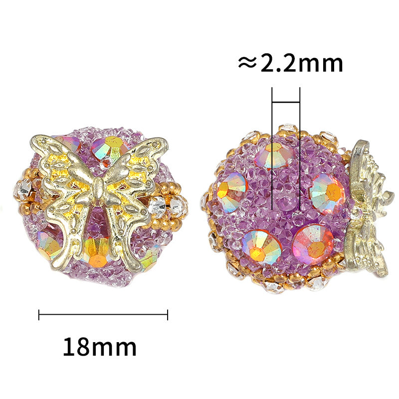 Wholesale 20pcs DIY Heavy Alloy Butterfly Rhinestone Sugar Beads
