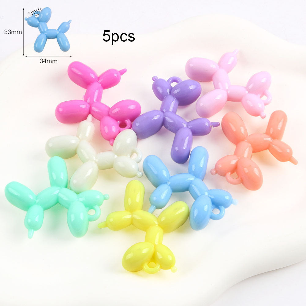Wholesale 5pcs Cartoon Acrylic Cute Colorful Straight Hole Beads