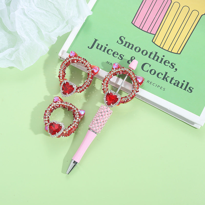 Wholesale 10pcs Heavy Industries Cat Head Love Zircon Flower DIY Beads