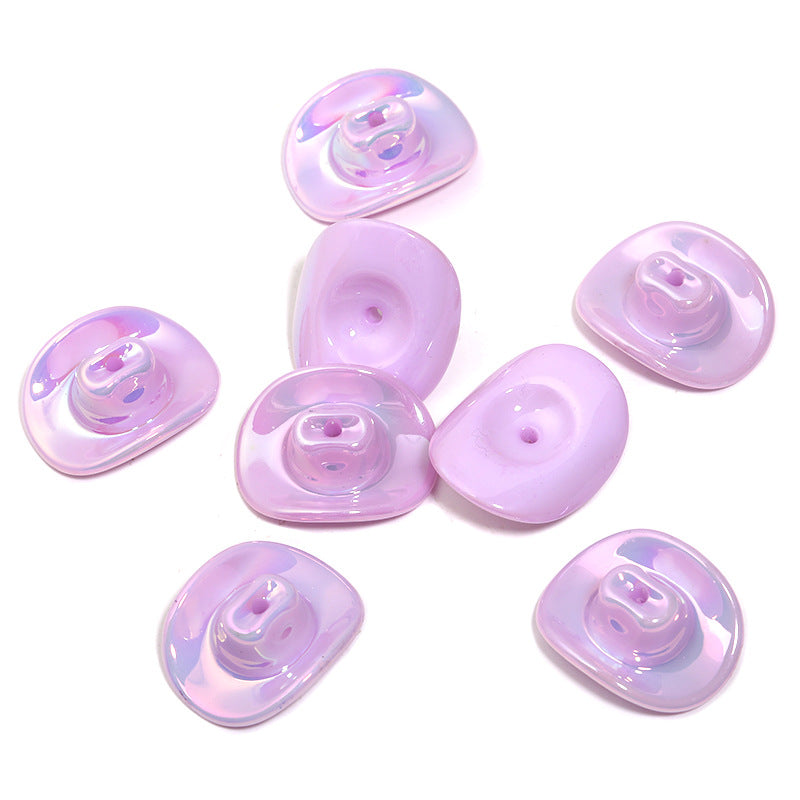 Wholesale Random 100pcs/pack  Acrylic Western Cowboy Hat Perforated Beaded Hat  3D Focal Beads