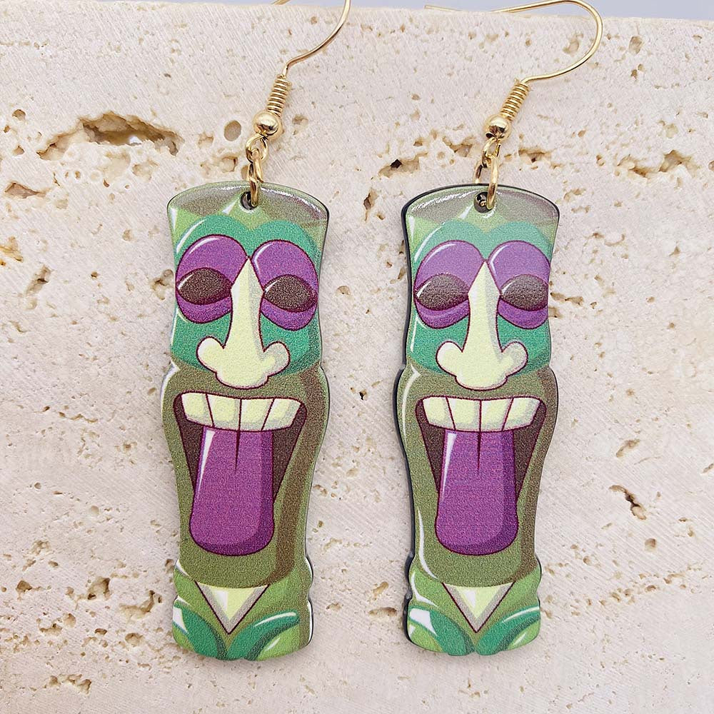 Pendientes acrílicos con estampado de cara pintada al por mayor