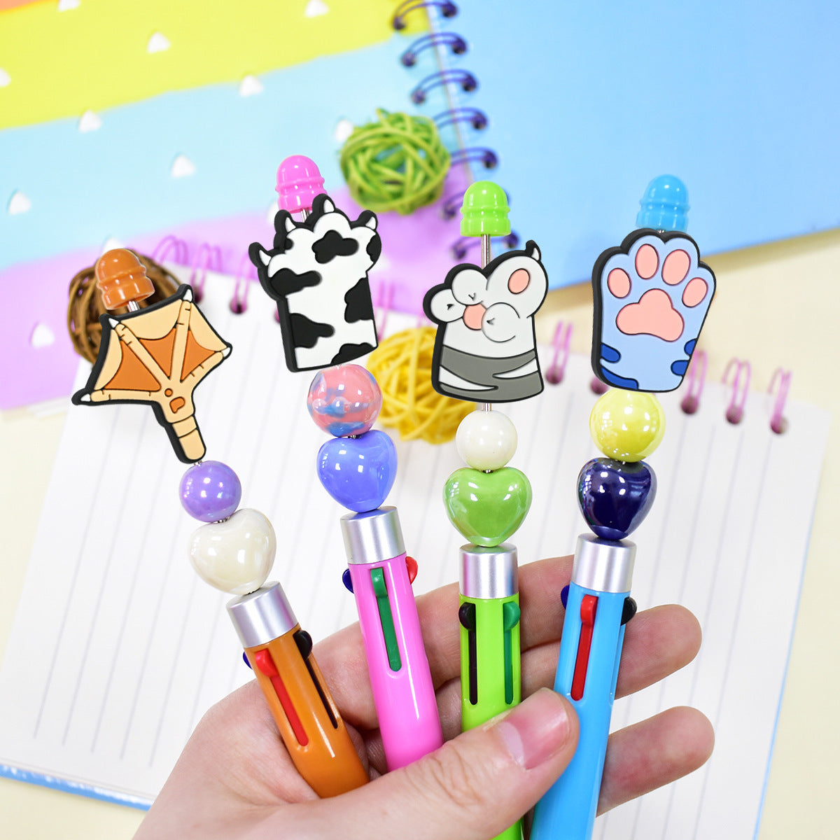 Wholesale 100pcs Cute Animal Paw Ballpoint Pen Loose Beads PVC Soft Rubber Beads