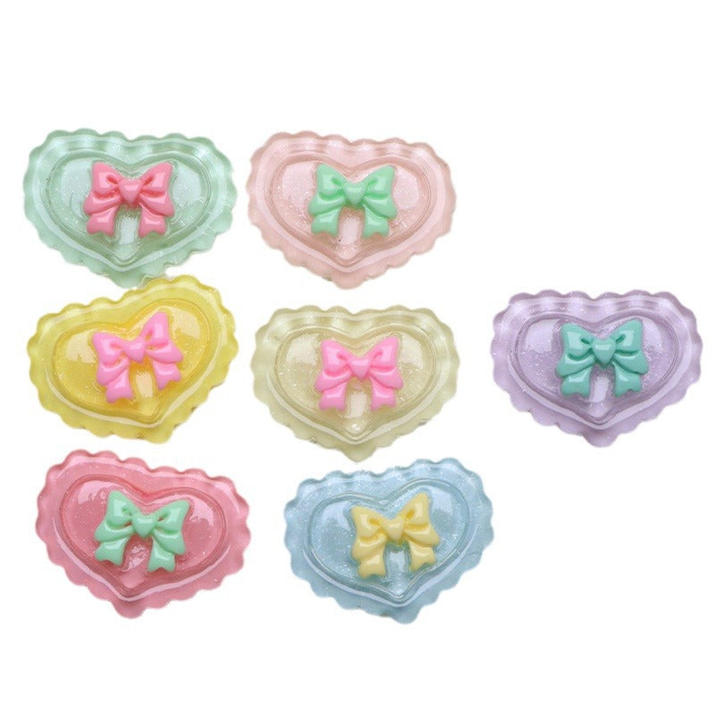 Wholesale 10pcs Pearlescent Love Resin Accessories DIY Cream Glue Handmade FlatBack