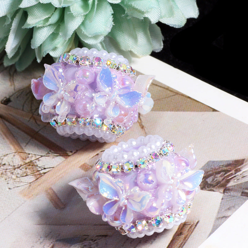 Wholesale 5pcs  Fancy Fairy Butterfly Wearable Straight Hole 3D Focal Beads