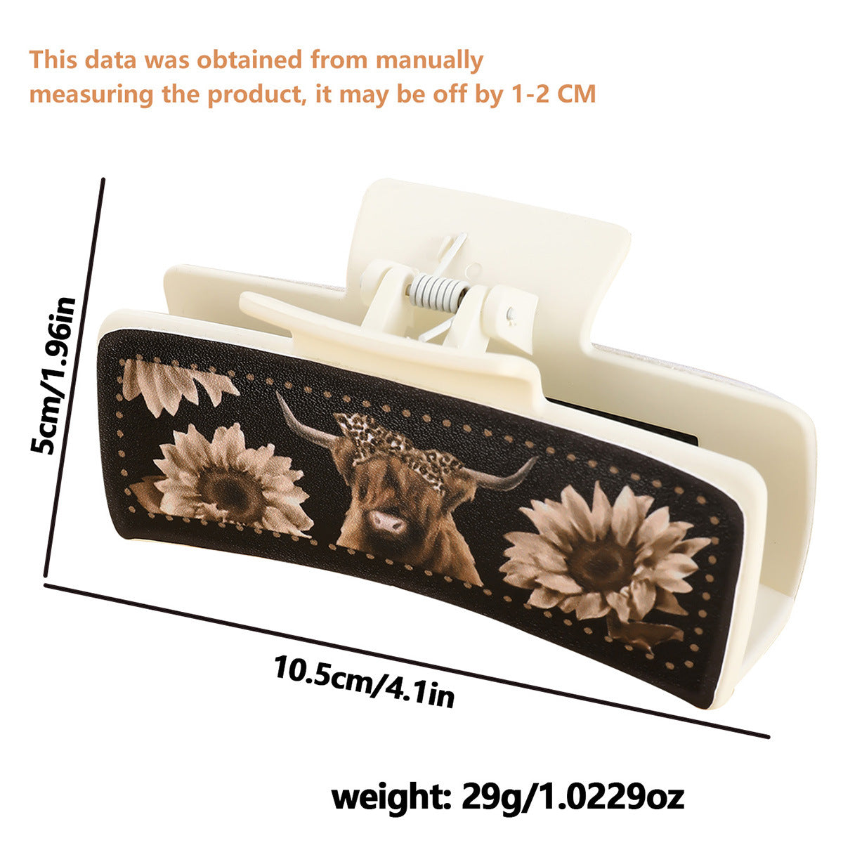 Wholesale yak chrysanthemum black leather large square clip shark clip