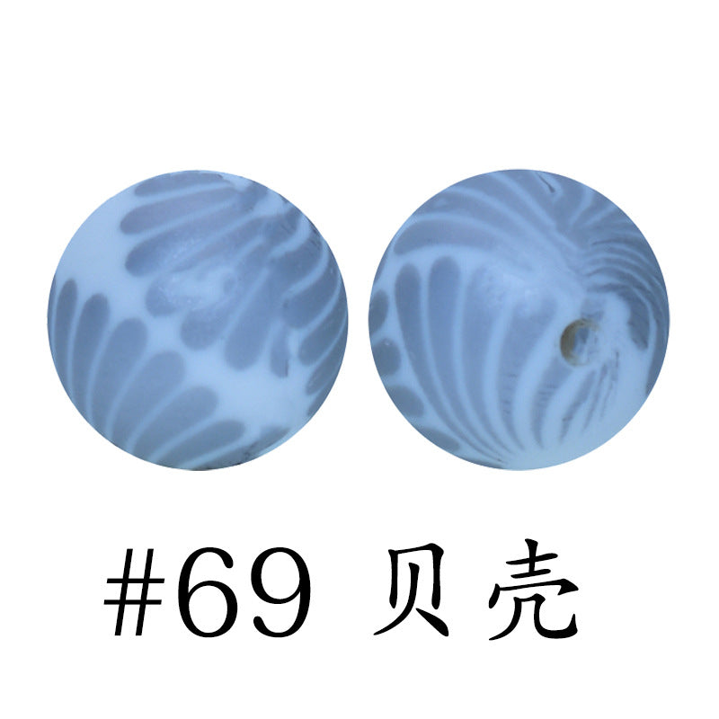 Wholesale 50pcs 16mm Print Silicone Beads Colorful Silicone Water Transfer Beads