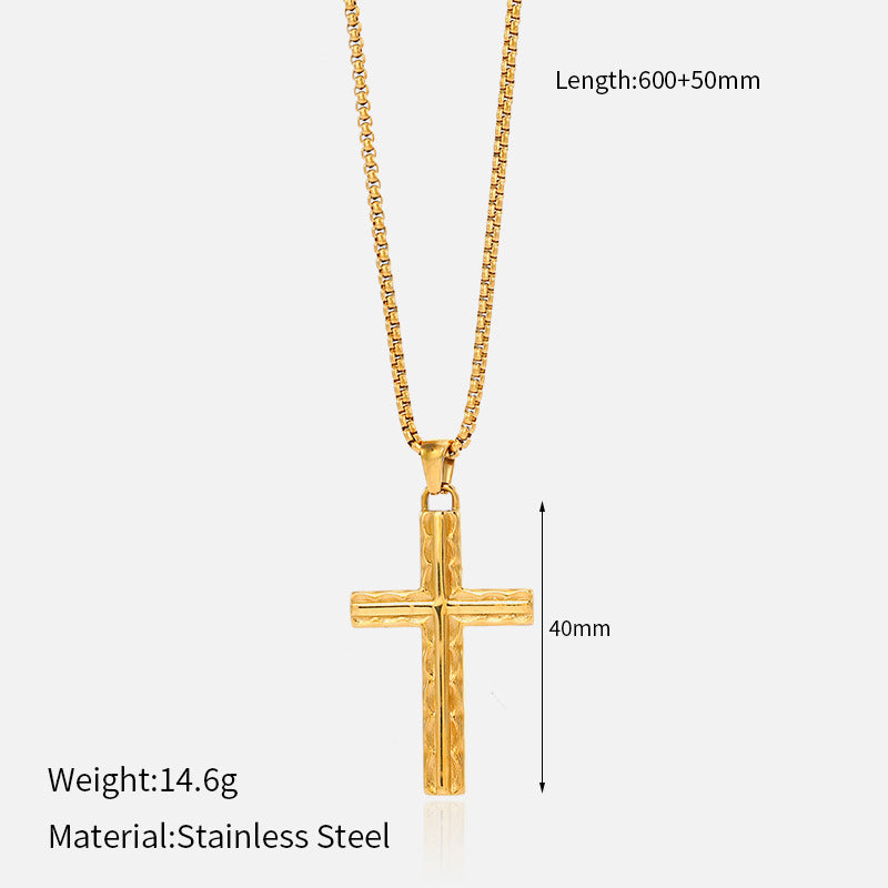 Wholesale Titanium Steel Cool Style Versatile Cross Necklace
