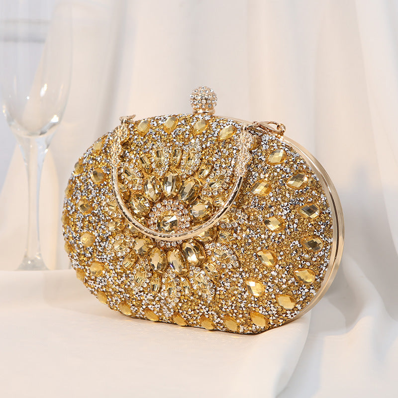Wholesale Alloy flower diamond studded evening bag clutch bag dress banquet handbag