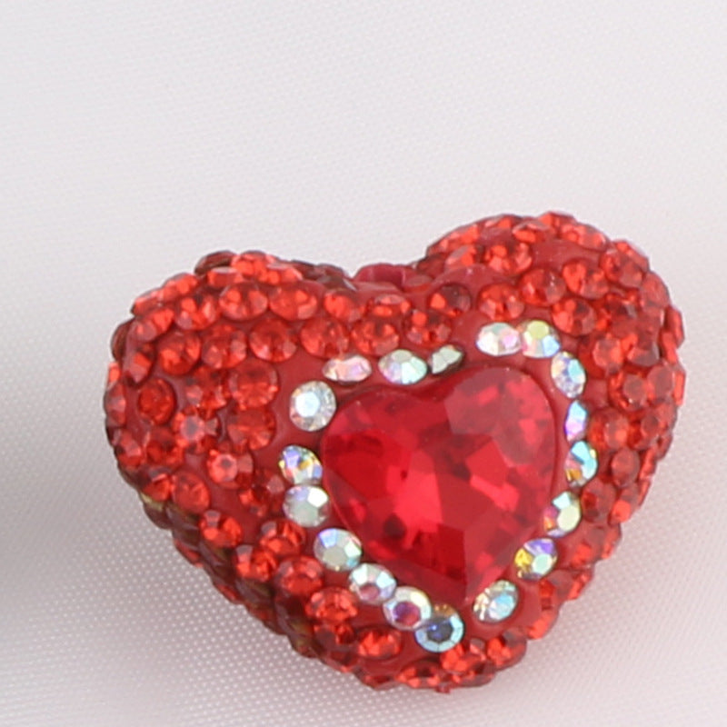 Wholesale Christmas Heart Straight Hole Full Drill Clay Beads