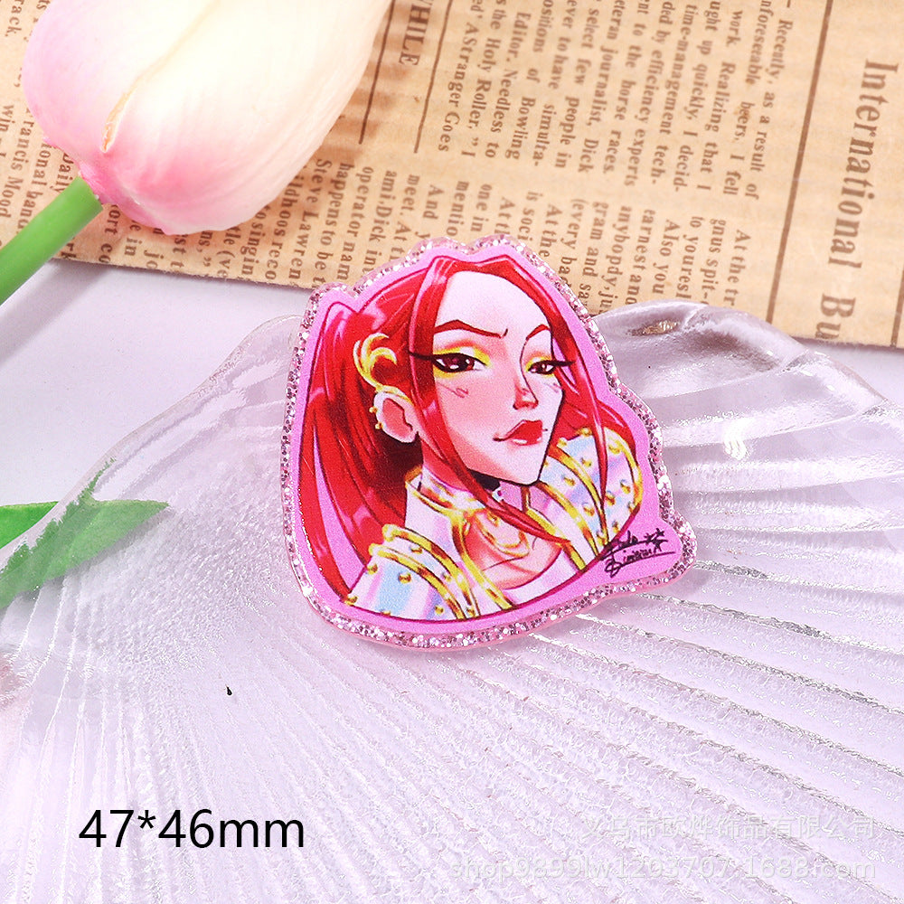 Wholesale 10pcs/ pack Cartoon Girl Cute Acrylic Pin Cute DIY Accessories
