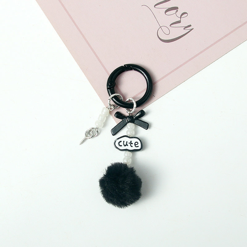 Wholesale Handmade DIY hair ball letter blind box cute beaded keychain