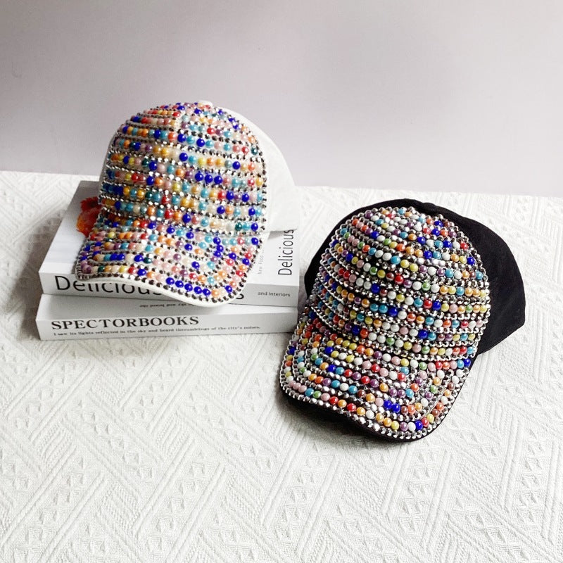 Wholesale Colorful Pearl Rhinestone Baseball Cap