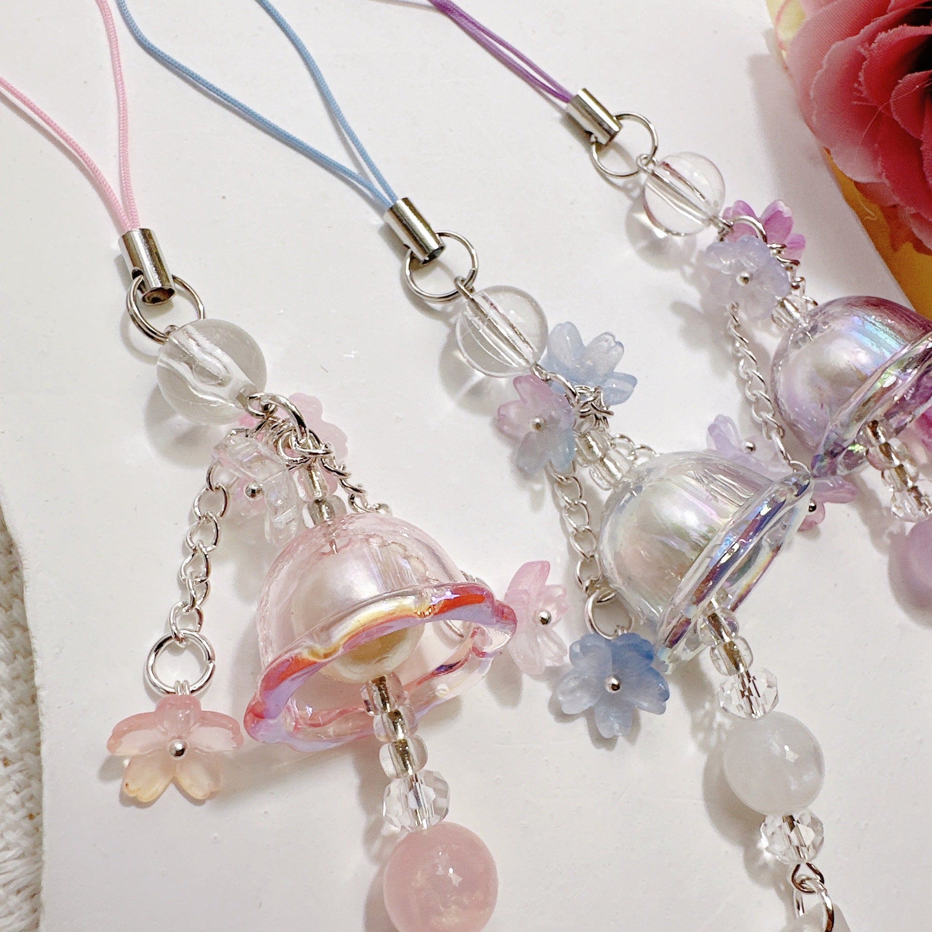 Wholesale Creative Jellyfish Wind Chime Glass Lily Flower Keychain