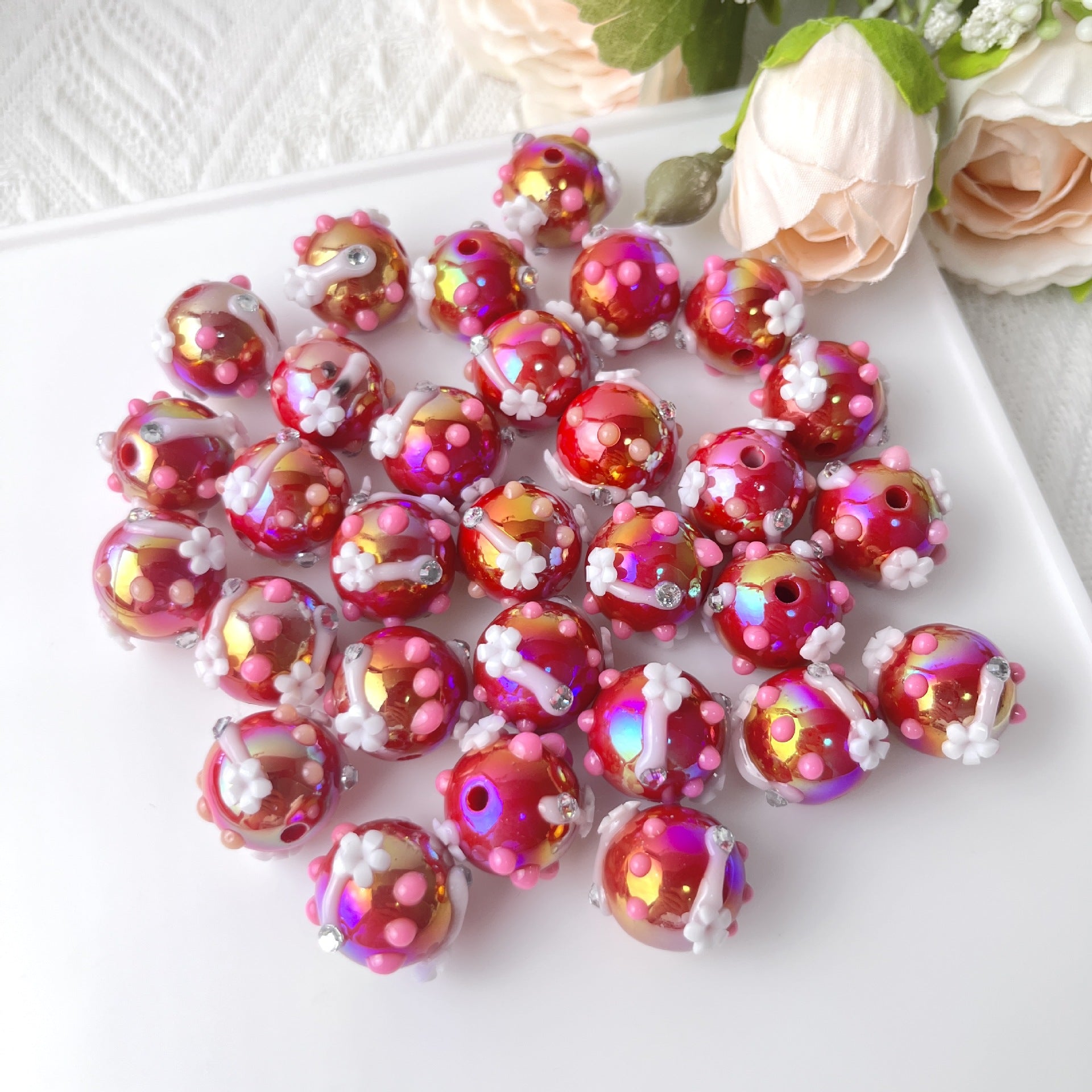 Wholesale 5PCS Straight Hole Glass Loose Beads