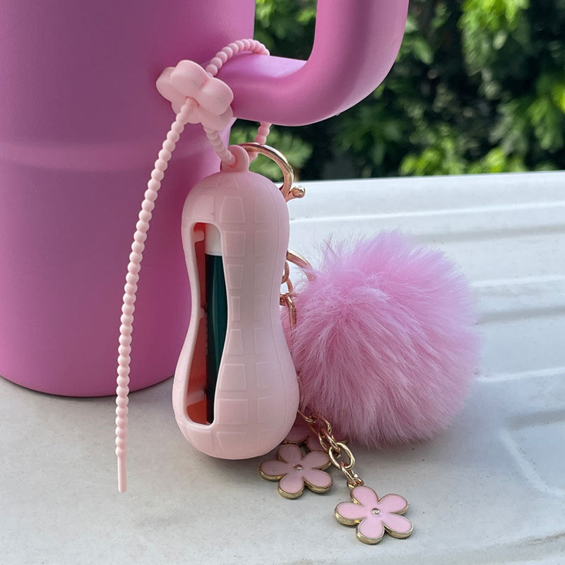 Wholesale Lipstick case silicone protective case bow lipstick bag keychain