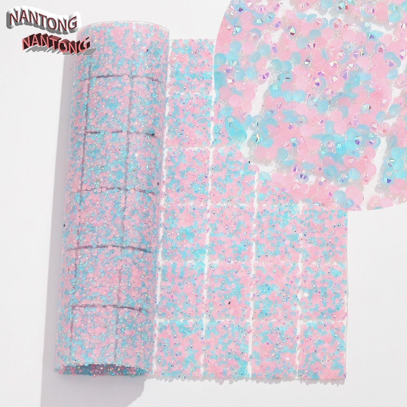 Wholesale Flat bottom round hot-drill hot melt adhesive stickers double-sided square diamond stickers diamond clothing diamond nail table cushion pad can wrap 78pcs pens